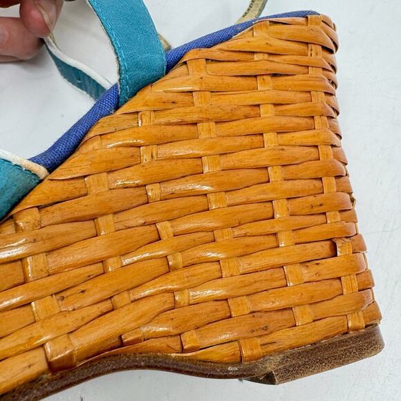 Vintage CHARLES JOURDAN Wicker Platform "Pin-up" Strappy Sandals - Picture 11 of 11